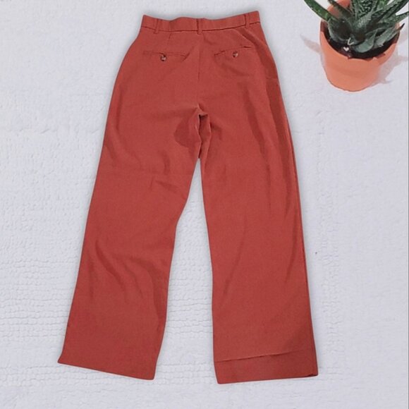 ZARA Vintage Burnt Salmon Lyocell Pleated Trouser Pants - Picture 3 of 16